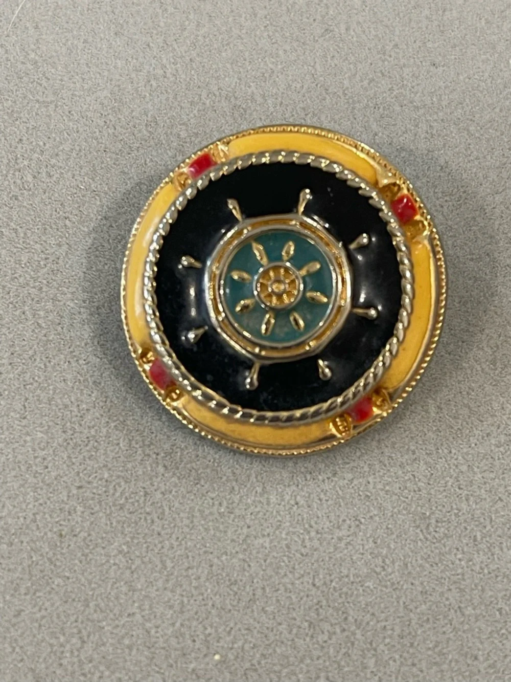 Nautical Wheel Enamel Clip-On Earrings